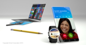 3D rendering of a mobile phone smart waych pencil stylus tablet and laptop